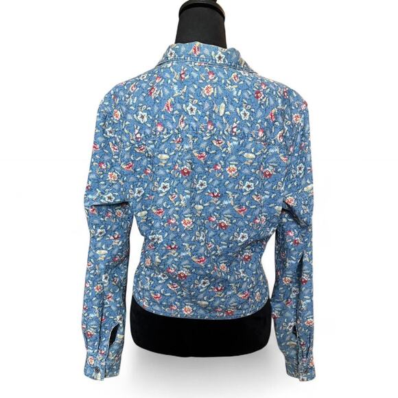 Liz Claiborne Lizwear Floral Denim Button-Up blouse L - Picture 4 of 8